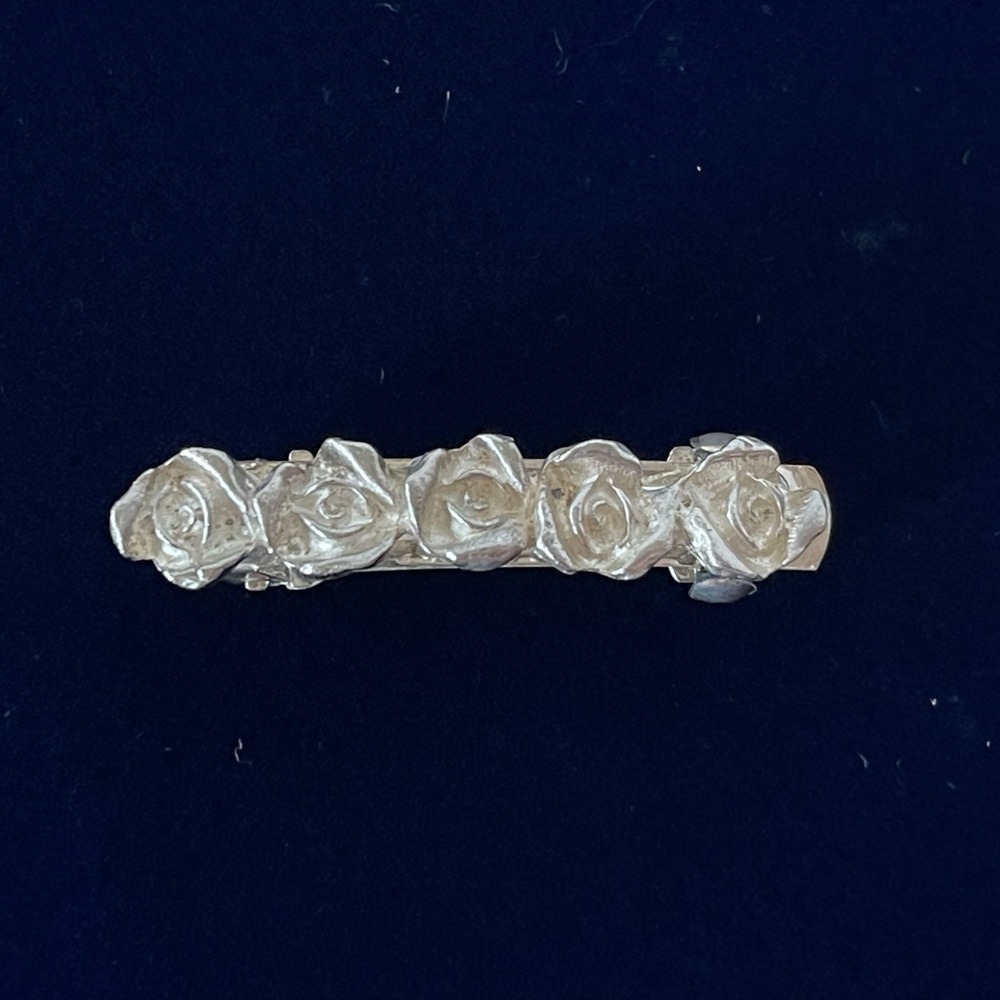 Vintage sterling silver rose, hair clip, wedding veil clip